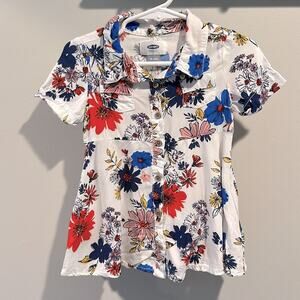 Old Navy Baby Girl 18-24 Month White‎ Floral Collared Dress